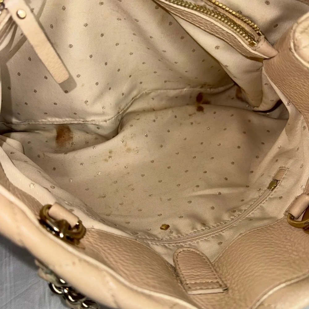 Kate‎ Spade New York Beige Quilted Leather Chain Strap Shoulder Tote Bag Large